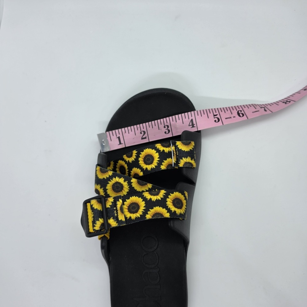Chaco Slide Sandals Women's 9 Black Yellow Sunflower Floral Buckle Straps - Picture 5 of 11